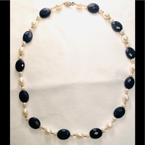 Ross Simons Industrial Sapphire, Fresh Water Pearl & Silver